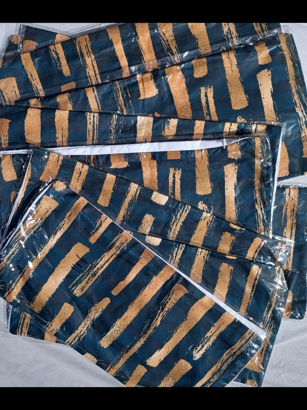 Navy and Gold Striped Decorative Accent Pillows Pair